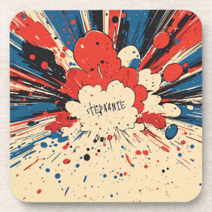 Dessous-de-verre Explosion d'art pop de style comique (4)