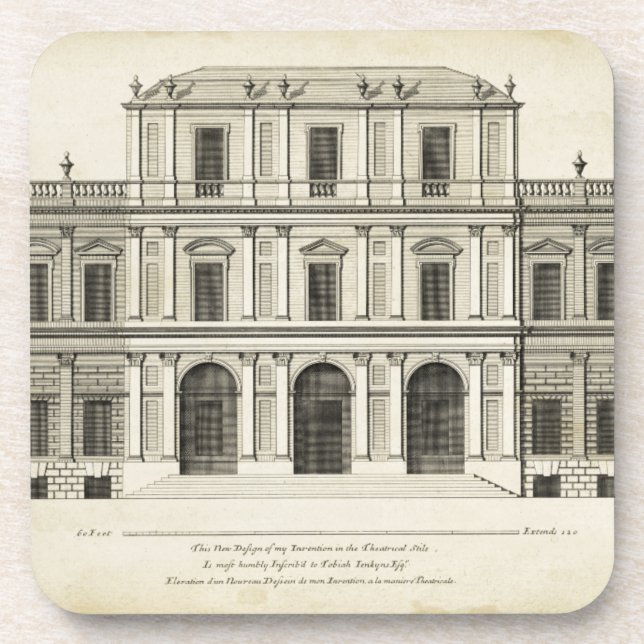 Dessous-de-verre Façade de style théâtral de Colen Campbell (Devant)