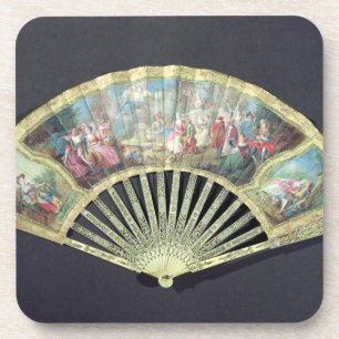 Dessous-de-verre Fan de cour, Français, XVIIIème siècle (ivoire 