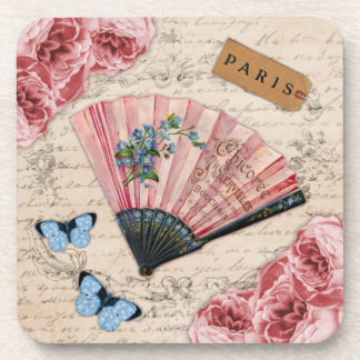 Dessous-de-verre Fan française rose vintage