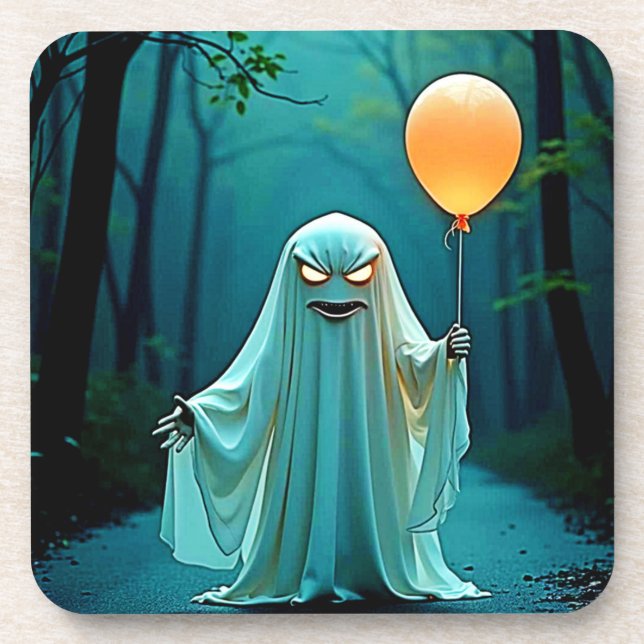 Dessous-de-verre Fantôme éffrayant avec Eerie Balloon (Devant)