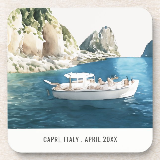 Dessous-de-verre Faraglioni Rocks Capri Italie Aquarelle Voyage (Devant)