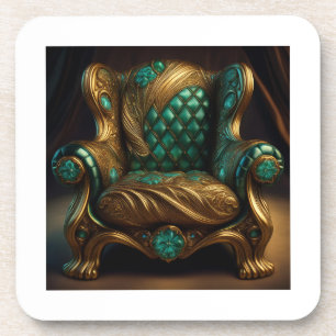 Dessous-de-verre Fauteuil Luxueux Vert Et Or