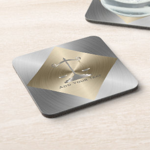 Dessous-de-verre Faux Gold & Silver Metallic avec échelles de justi