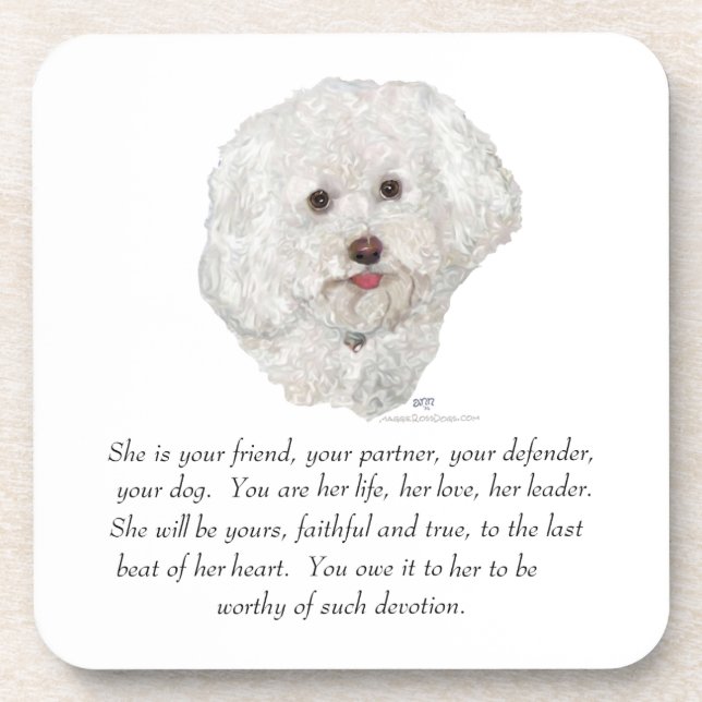 Dessous-de-verre FEMELLE de souvenir de Bichon Frise (Devant)