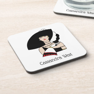 Dessous-de-verre Femme Art Déco vintage portant des gants Casquette