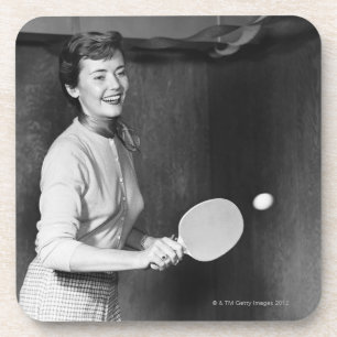 Dessous-de-verre Femme jouant au ping-pong