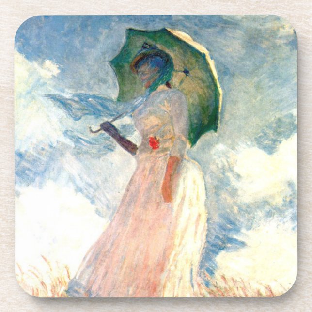 Dessous-de-verre Femme Monet avec un parasol face à gauche (Devant)