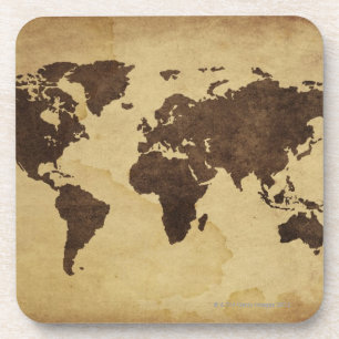 Dessous-de-verre Fermez-vous de la carte antique 3 du monde