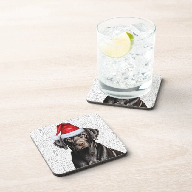 Dessous-de-verre Festif et mignon Black Lab Woof Christmas (Côté Droit)
