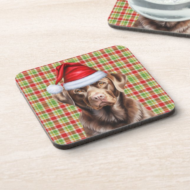 Dessous-de-verre Festif et mignon chocolat Lab Plaid Noël (Côté gauche)