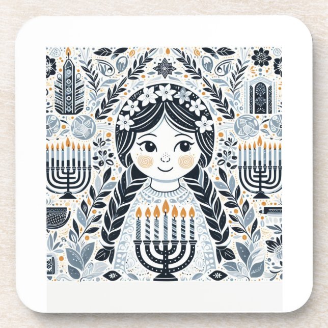 Dessous-de-verre Festival of Lights: Hanukkah Sameach Stickers  (Devant)