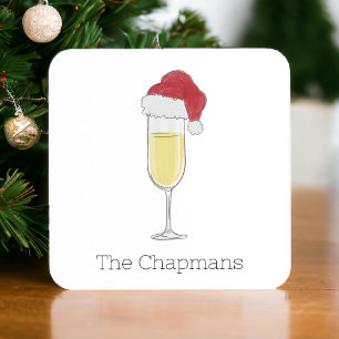Dessous-de-verre Festive de champagne de Noël Santa Hat