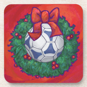 Dessous-de-verre Festive Futbal en couronne rouge