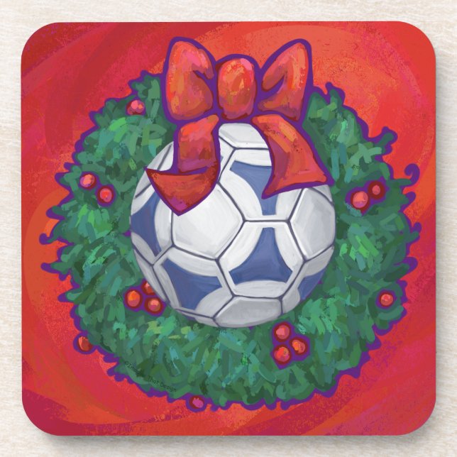 Dessous-de-verre Festive Futbal en couronne rouge (Devant)
