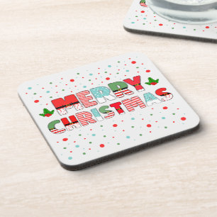 Dessous-de-verre Festive Joyeux Noël Lettres avec Pois