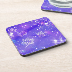 Dessous-de-verre Festive Purple Snowflake Stars Christmas Party