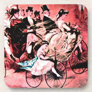 DESSOUS-DE-VERRE FÊTE DE MARIAGE BLACK BLEU RED BICYCLE