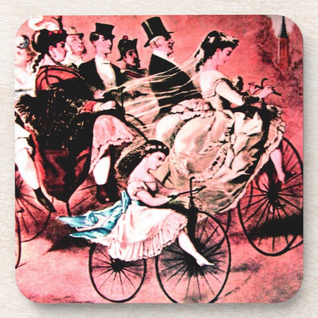 DESSOUS-DE-VERRE FÊTE DE MARIAGE BLACK BLEU RED BICYCLE (Devant)