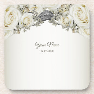 Dessous-de-verre Fête de mariage Floral blanc de verdure Beige Mode