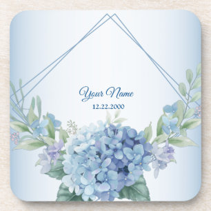 Dessous-de-verre Fête de mariage rétro poussiéreuse florale bleue à