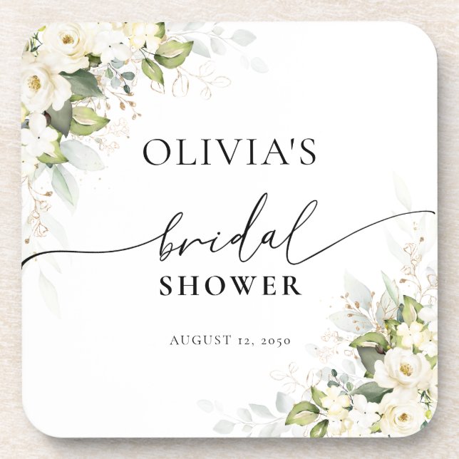 Dessous de verre Fête de mariage Roses blanches de (Devant)