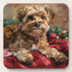 Dessous-de-verre Fête de Noël de Chien Yorkipoo