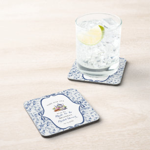 Dessous-de-verre Fête de thé Toile de Jouy bleue pour une mariée