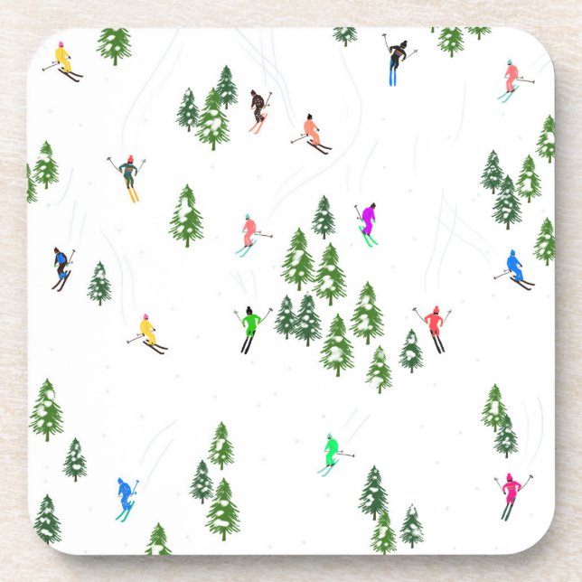 Dessous-de-verre Fête d'Illustration de ski alpin Freeride (Devant)