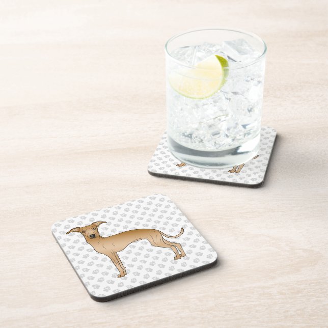 Dessous-de-verre Fête Italien Greyhound Cute Dessin Chien Avec Patr (Côté Droit)