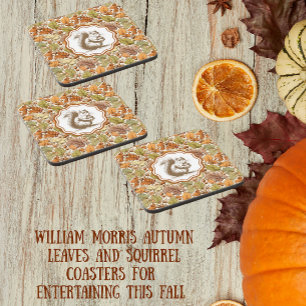 Dessous-de-verre Feuille d'automne Berry Écureuil Vintage William M