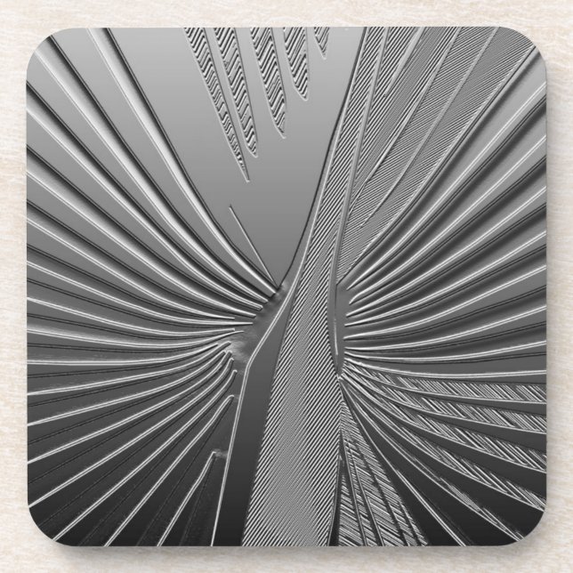 Dessous-de-verre Feuille de palme chromé Art déco (Devant)