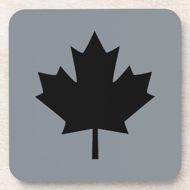 Dessous-de-verre Feuille d'érable noire canadienne gris (Devant)