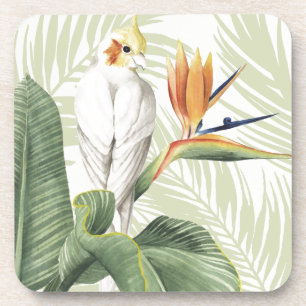 Dessous-de-verre Feuilles De Palmiers Avec Oiseau Blanc