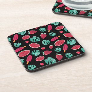 Dessous-de-verre Feuilles de poissonnerie, cerise, fraise et pastèq