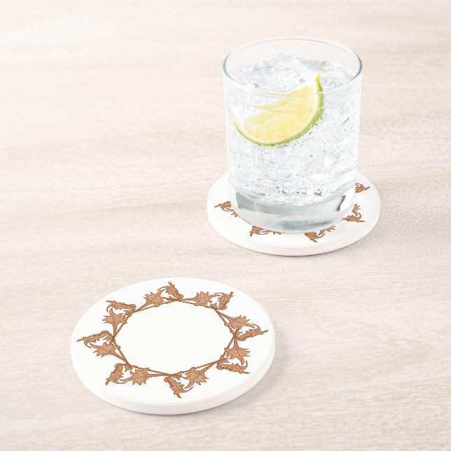 Dessous de verre - Feuilles en Cercle (octogone) (Côté)