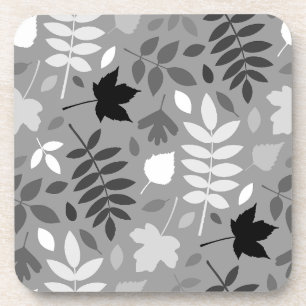 Dessous-de-verre Feuilles tombés Lg Motif Monochrome sur Grey