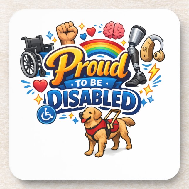 Dessous-de-verre Fier d'être handicapé – Conception graphique d'aut (Devant)