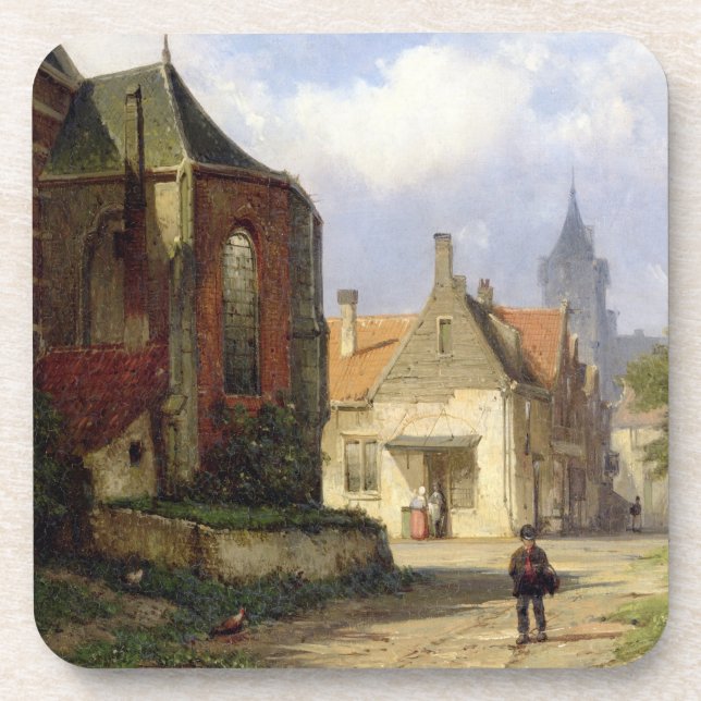 Dessous-de-verre Figure avant une église Redbrick dans une ville de (Devant)