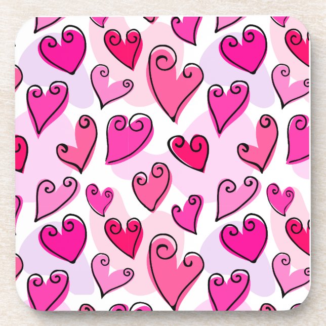 Dessous-de-verre Fille Coeurs Roses Cute Romantic Valentines Day (Devant)