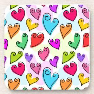 Dessous-de-verre Fille Coeurs Vibrants Cute Romantic Valentines Day
