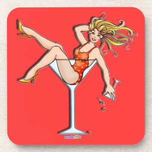 Dessous-de-verre Fille dans un verre de Martini 2 - Sous-verre en l