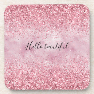 Dessous-de-verre Fille Parties scintillant de verre rose étincelant