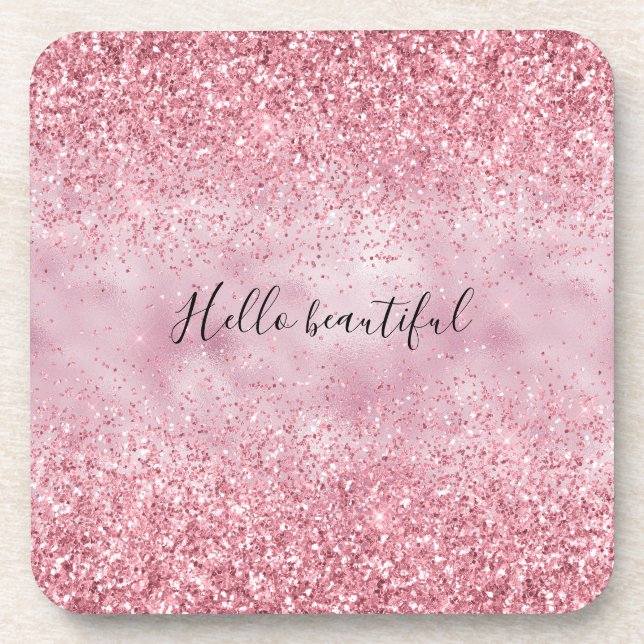 Dessous-de-verre Fille Parties scintillant de verre rose étincelant (Devant)