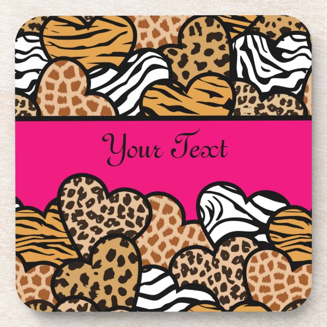 Dessous-de-verre Fille Rose Joueuse Coeurs Posters de animaux Nom (Devant)