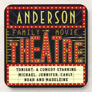 Dessous-de-verre Film Theatre Marquee Home Cinéma   Nom personnalis