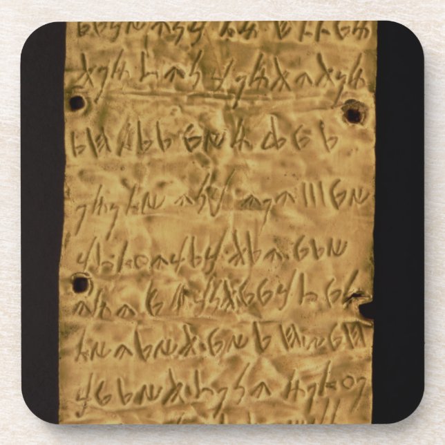 Dessous-de-verre Fine couche d'or avec l'inscription phénicienne, (Devant)