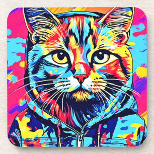 Dessous-de-verre Finesse Feline : Meilleur art de peinture de chat