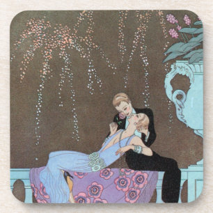 Dessous-de-verre Fireworks Art déco vintage Le Feu, George Barbier