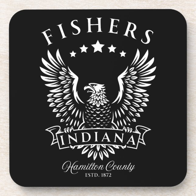 Dessous-de-verre Fishers comté de Hamilton Indiana aigle vintage (Devant)